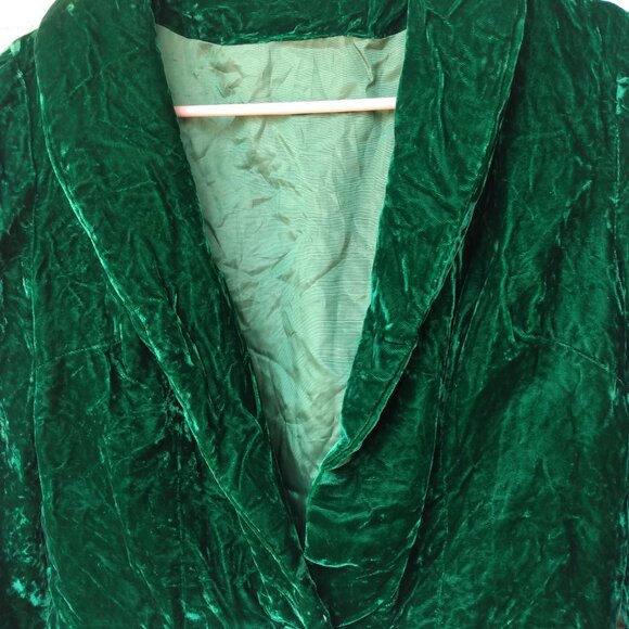 Vintage Bolero Dress Jacket DARK Green Crushed Velvet 40"B Rockabilly Retro - Picture 4 of 11
